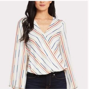 Anthropologie Multi Stripe Surplice Top | Size Small - NWOT